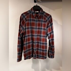 ONS MENS BROWN FLANNEL Plaid Button-Up Shirt